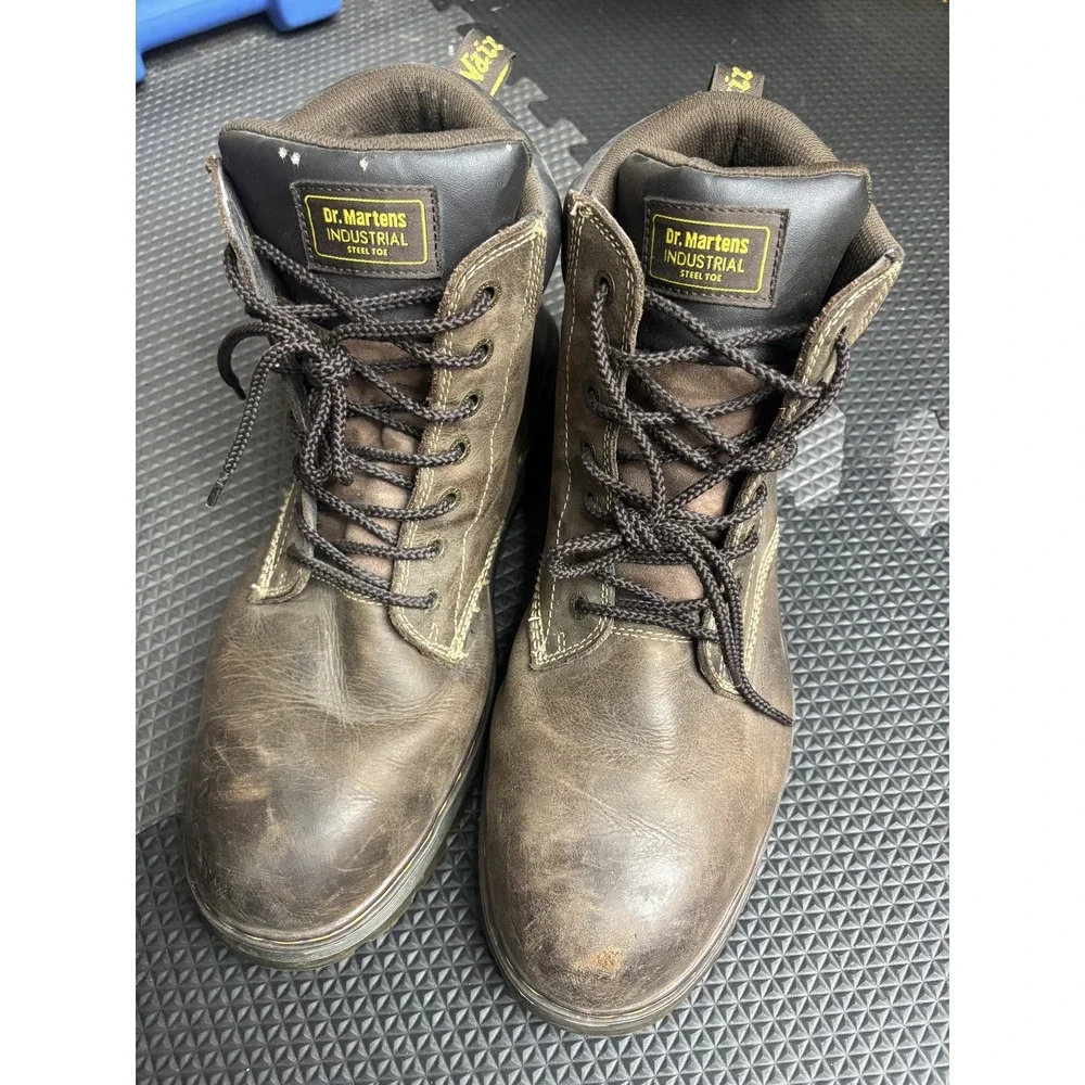 Dr. Martens Industrial Steel Toe Work Boots Men's US 16 Brown Leather Slip